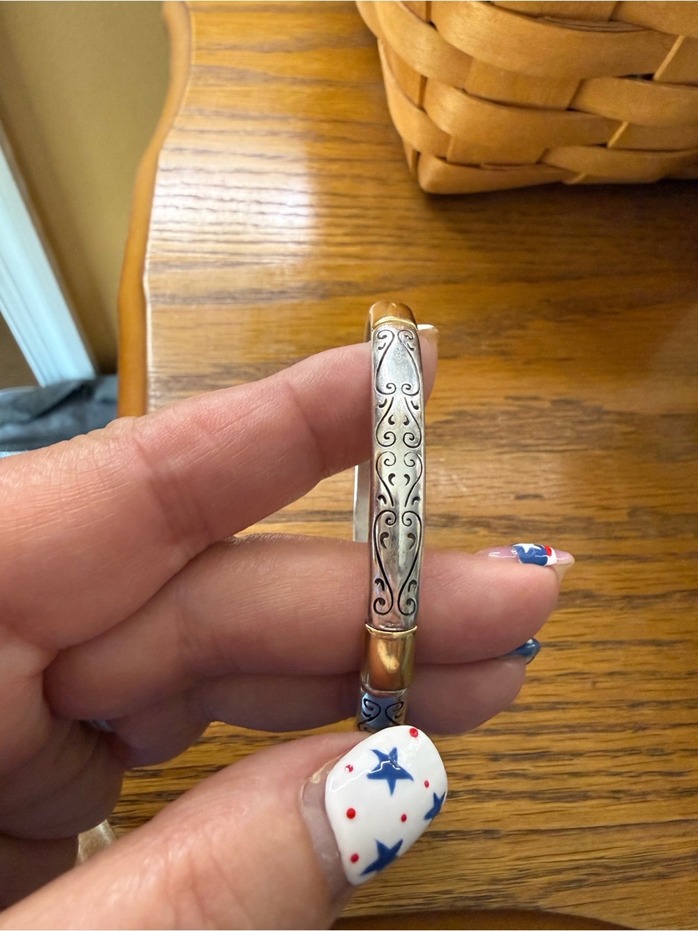 Brighton Silver and Gold Scrollwork Hinged Bracelet - Picture 5 of 5
